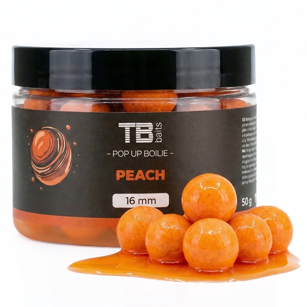Levně Tb baits plovoucí boilie pop-up peach + nhdc 50 g - 16 mm