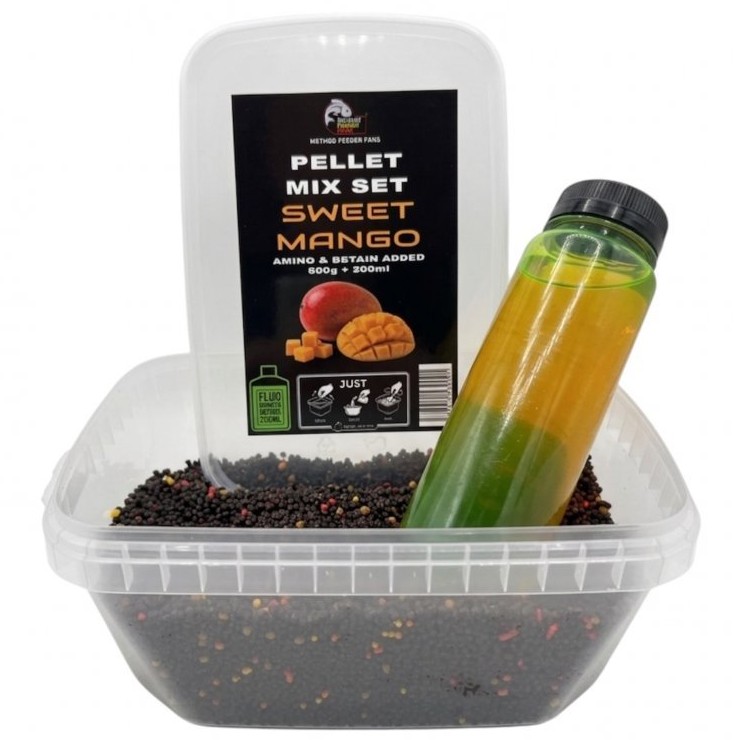 Method feeder fans pellet mix set fluo 2 mm 500 g + fluo booster 200 ml - sweet mango