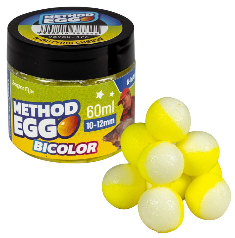 Benzar mix umělá nástraha bicolor method egg 10-12 mm 60 ml - kyselina máslová-sýr
