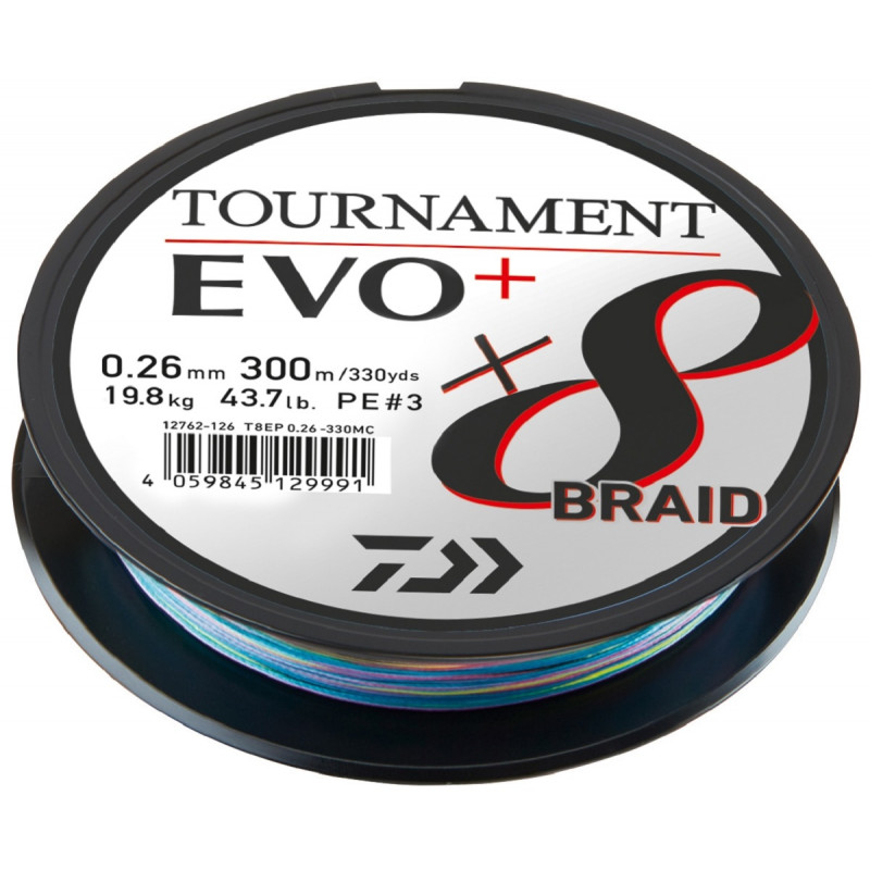 Levně Daiwa splétaná šňůra evo+ multi color 300 m - 0,26 mm 19,8 kg