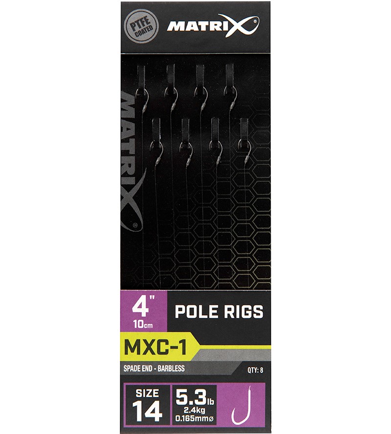 Levně Matrix návazec mxc-1 pole rig barbless 10 cm - size 14 0,165 mm