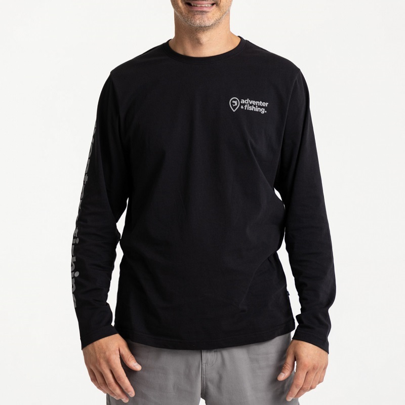 Adventer & fishing tričko dlouhý rukáv black - velikost m