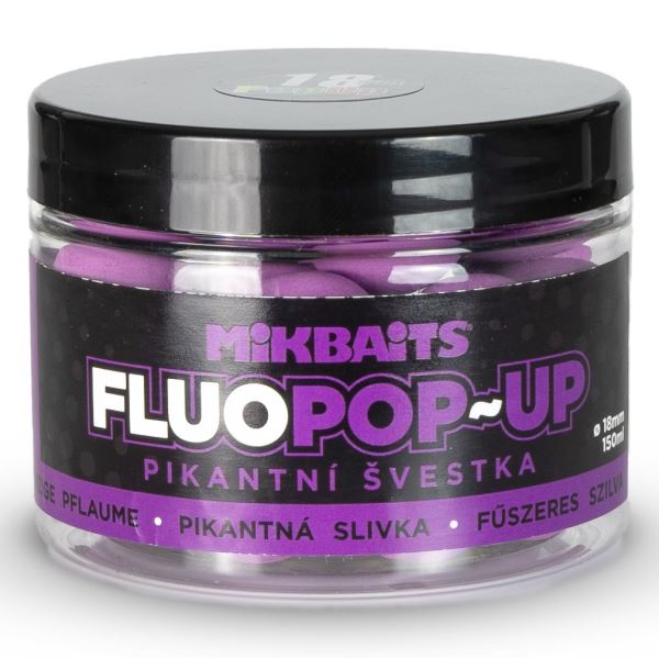 Mikbaits Plovoucí Boilie Fluo Pikantní švestka 150 ml