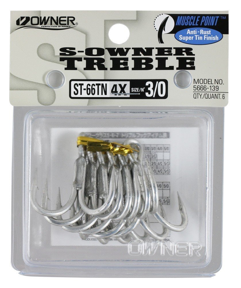 Owner trojháček stinger treble st66-velikost 1/0 / 6 ks
