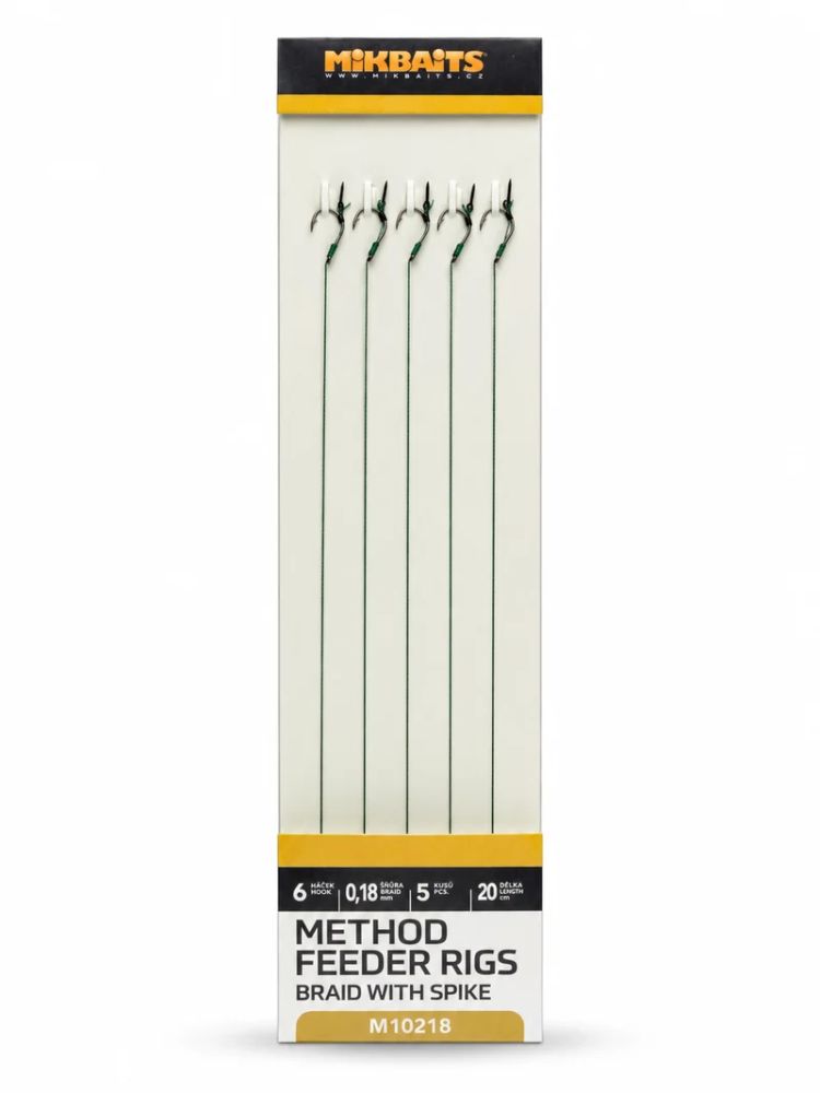 Mikbaits method feeder návazce z pletené šňůrky s hrotem 5 ks - velikost háčku 6