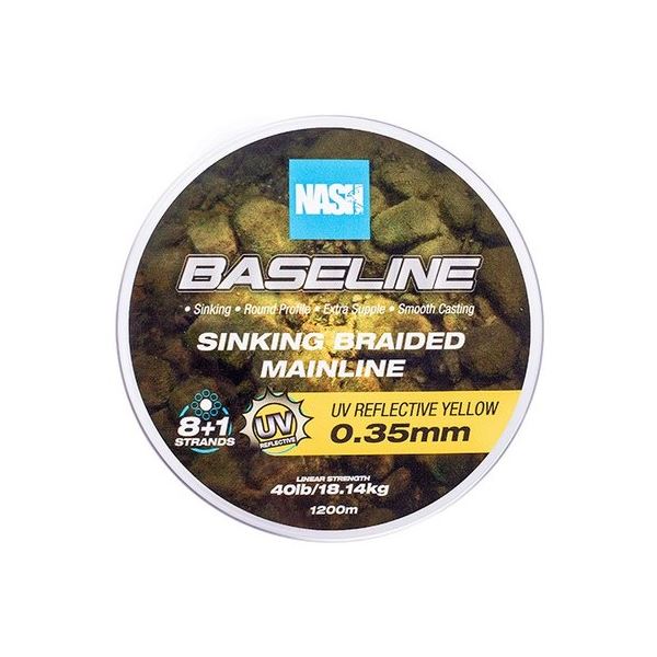 Nash Splétaná Šňůra Baseline Sinking Braid UV Yellow 1200 m