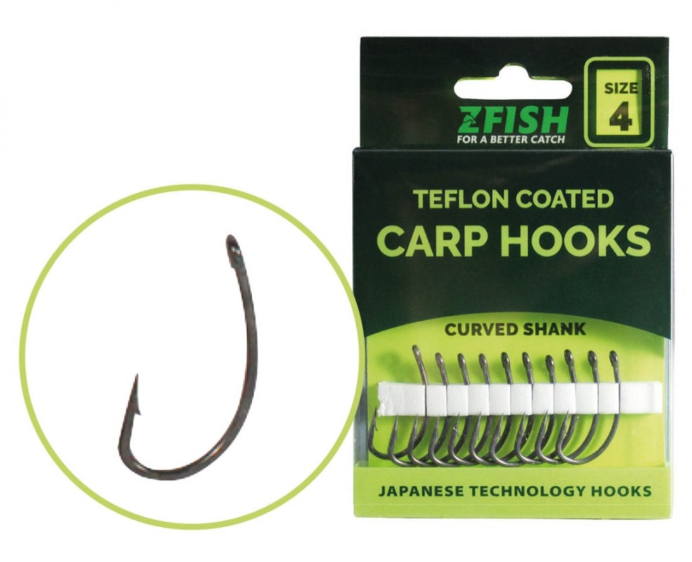 Zfish teflonové háčky curved shank 10 ks-velikost 6