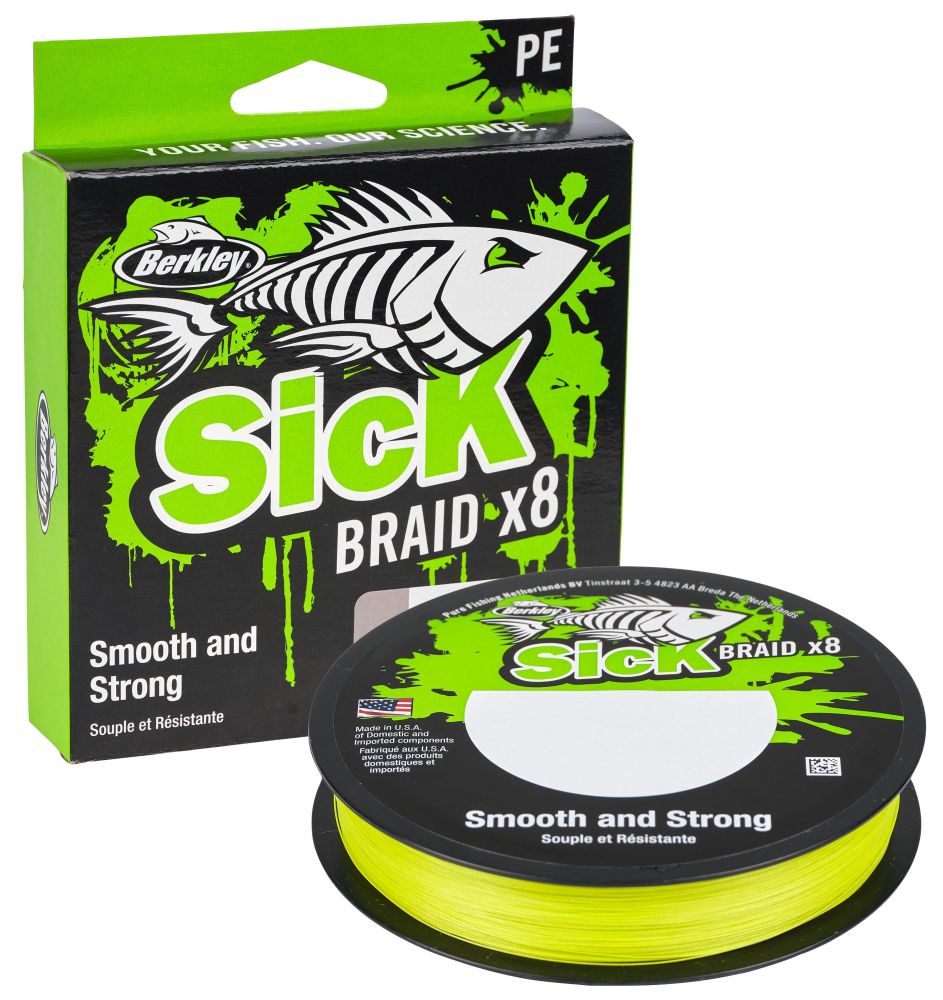 Levně Berkley splétaná šňůra sick braid hi-vis žlutá 150 m - 0,12 mm 11,2 kg