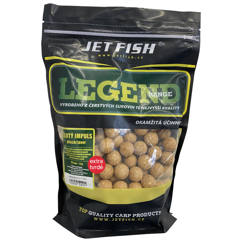 Levně Jet fish extra tvrdé boilie legend range žlutý impuls ořech javor 250 g - 20 mm