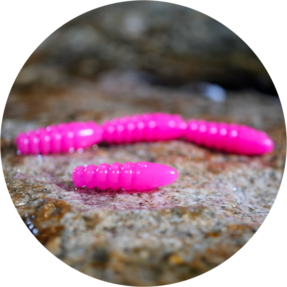 Redbass gumová nástraha trout grub 3x25mm - signal pink uv color