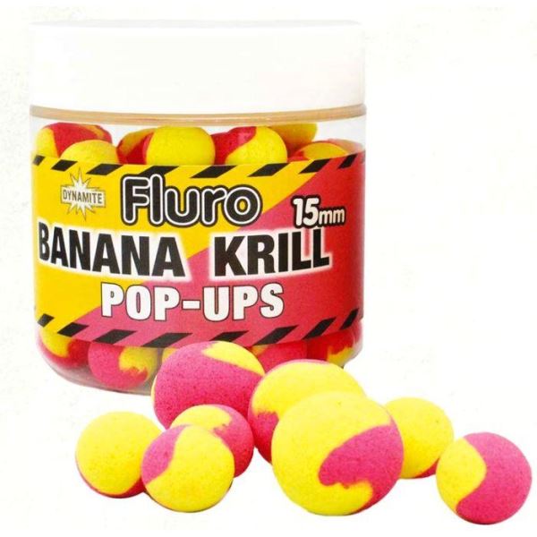 Dynamite Baits Pop Ups Fluoro Two Tone Banana Krill 15 mm