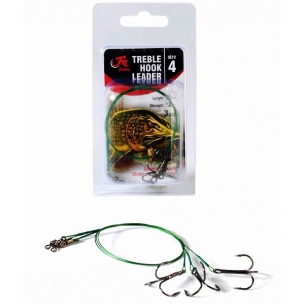 Filfishing Lanko S Trojhákem Treble Hook Leader 3 ks 30 cm