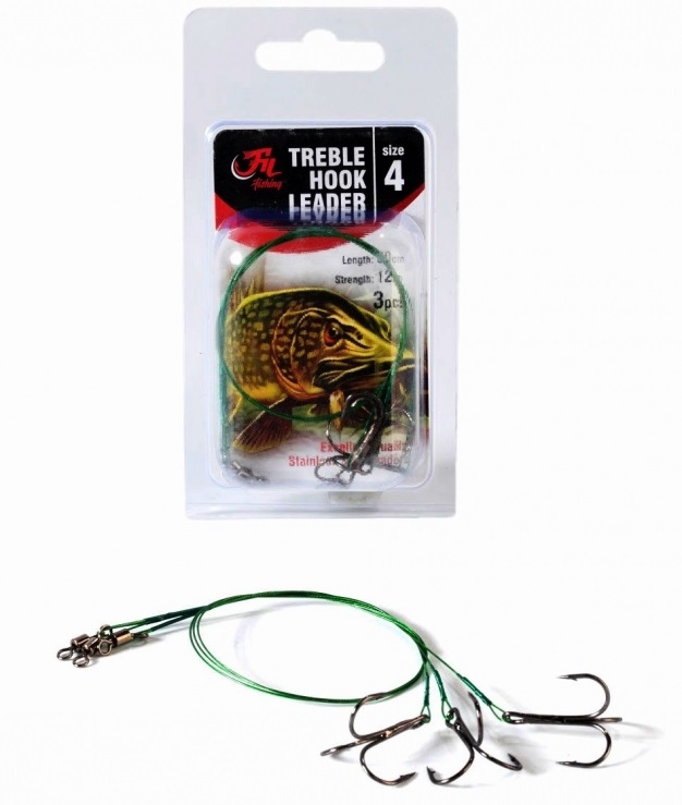 Filfishing lanko s trojhákem treble hook leader 3 ks 30 cm - 2