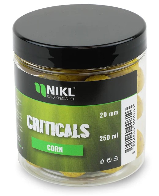 Levně Nikl criticals boilie corn 250 ml - 18 mm