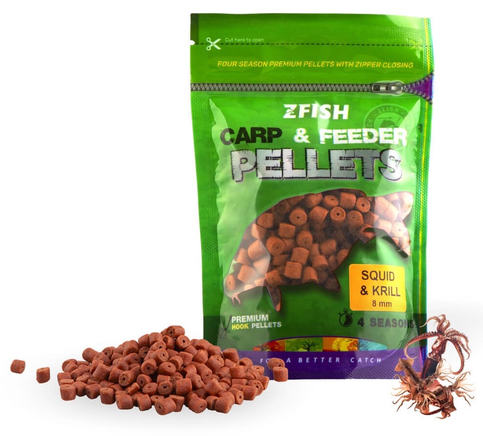 Levně Zfish chytací pelety carp & feeder pellets 8 mm 200 g - squid krill