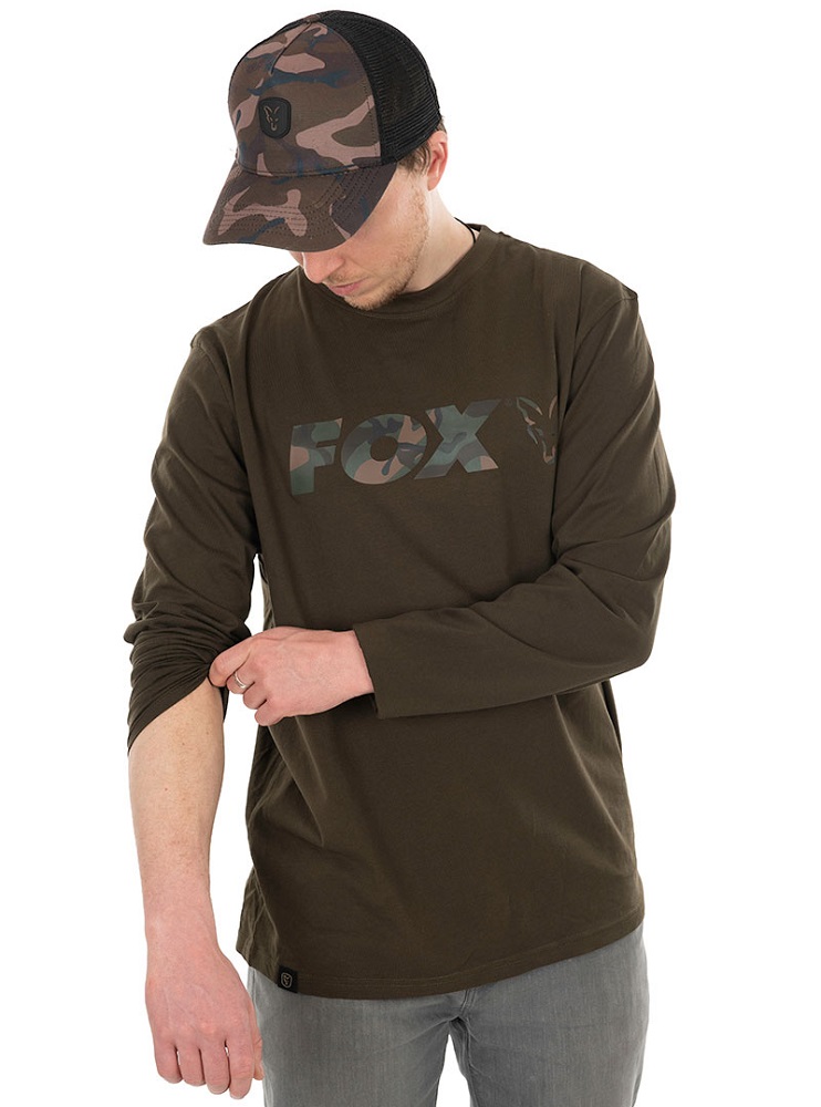 Levně Fox triko long sleeve khaki camo t shirt - s