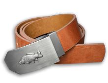 Kožený opasek 40 mm s kovovou přezkou Kapr - Hnědý