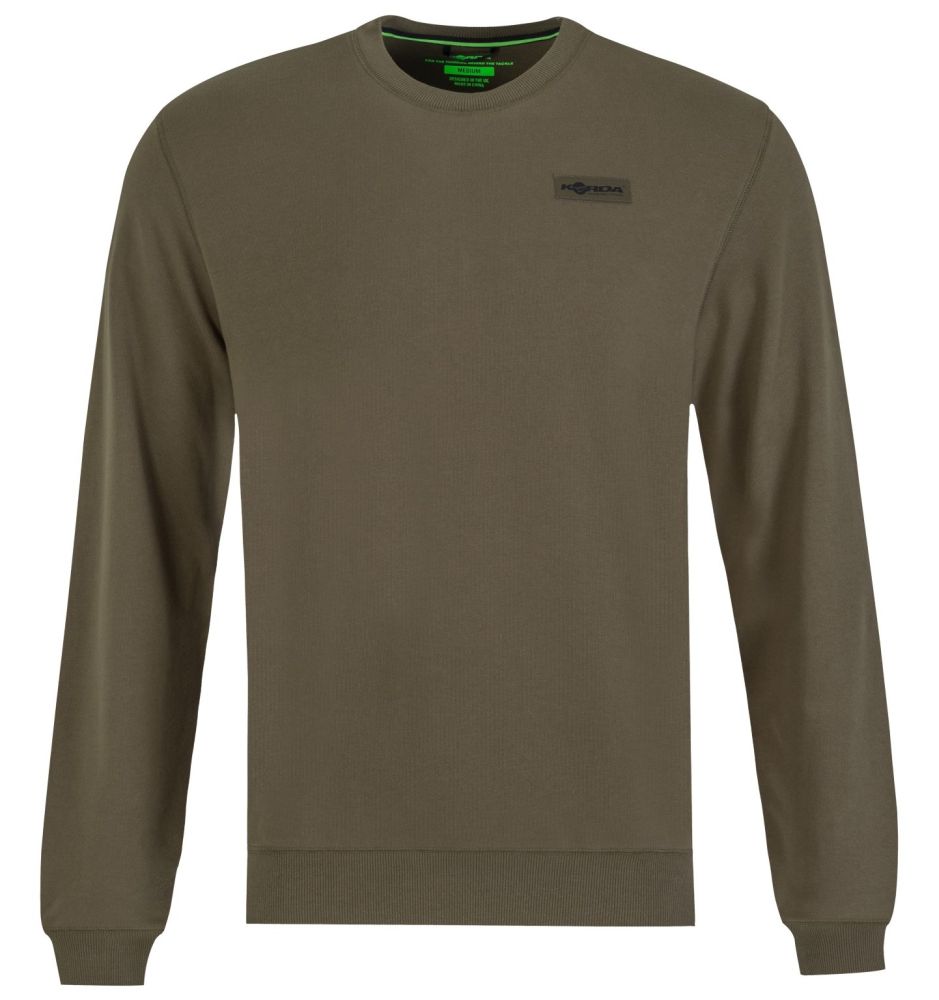 Korda tričko s dlouhým rukávem patch crewneck dark olive - xxxxl