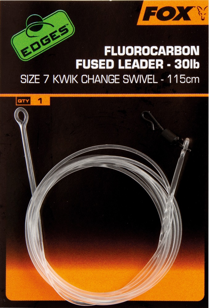 Fox návazec fluorocarbon s obratlíkem fused leader 115 cm 30 lb-velikost 7