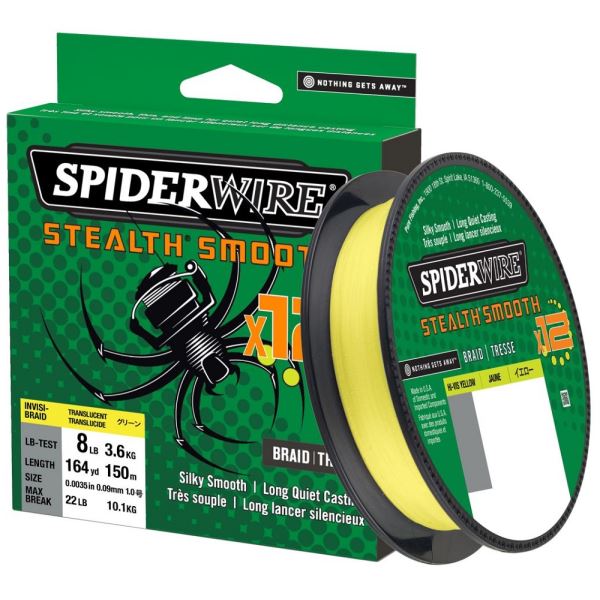 Spiderwire Splétaná Šňůra Stealth Smooth 12 HI-VIS Žlutá 150 m - 0,19 mm 18 kg