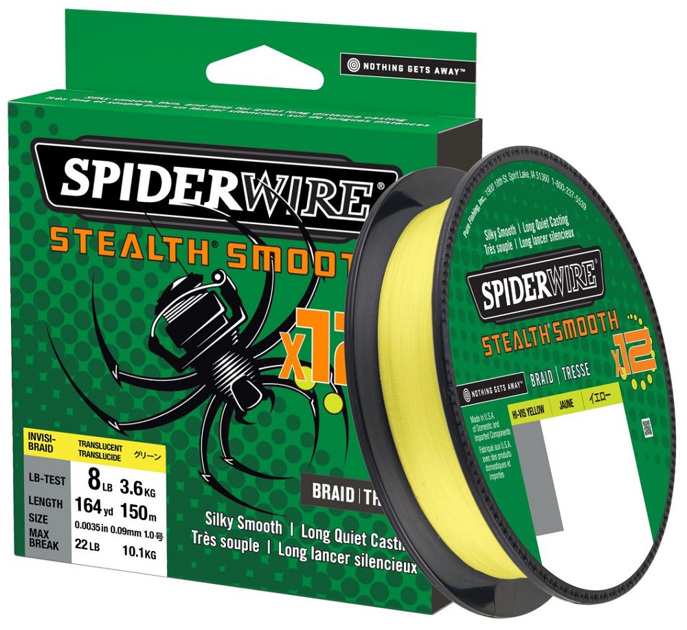 Levně Spiderwire splétaná šňůra stealth smooth 12 hi-vis žlutá 150 m - 0,09 mm 7,5 kg