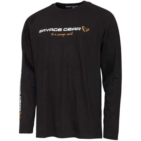 Savage Gear Triko Signature Logo Long Sleeve T Shirt Black Caviar