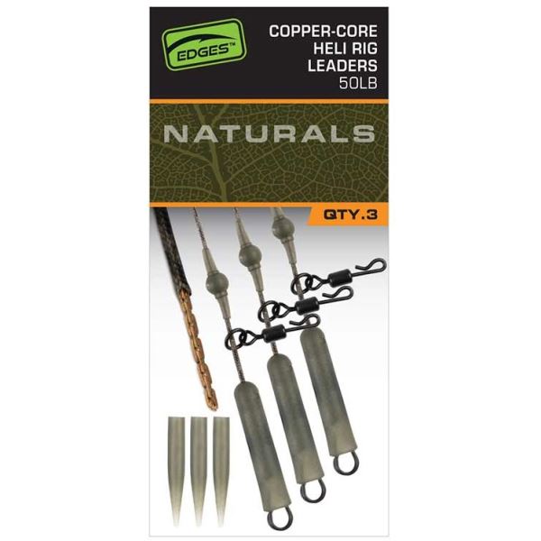 Fox Montáž Edges Naturals Copper Core Heli Rig Leaders 3 ks