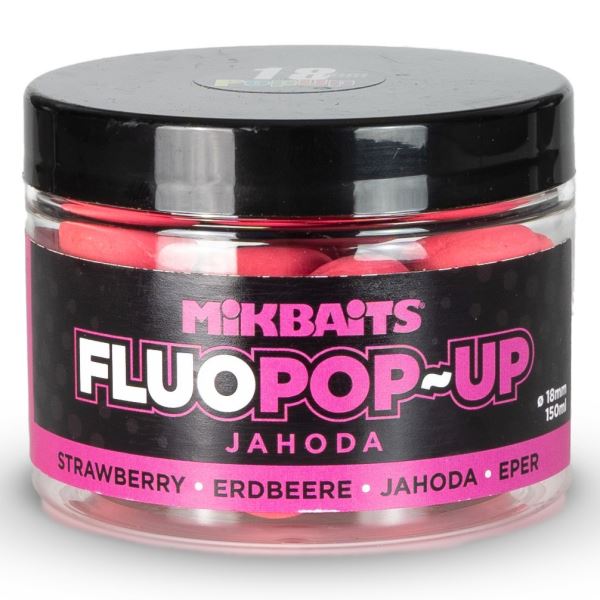 Mikbaits Plovoucí Boilie Fluo Jahoda 150 ml