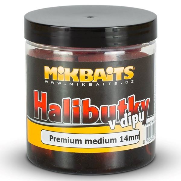 Mikbaits chytací halibutky v dipu 14 mm 250 ml