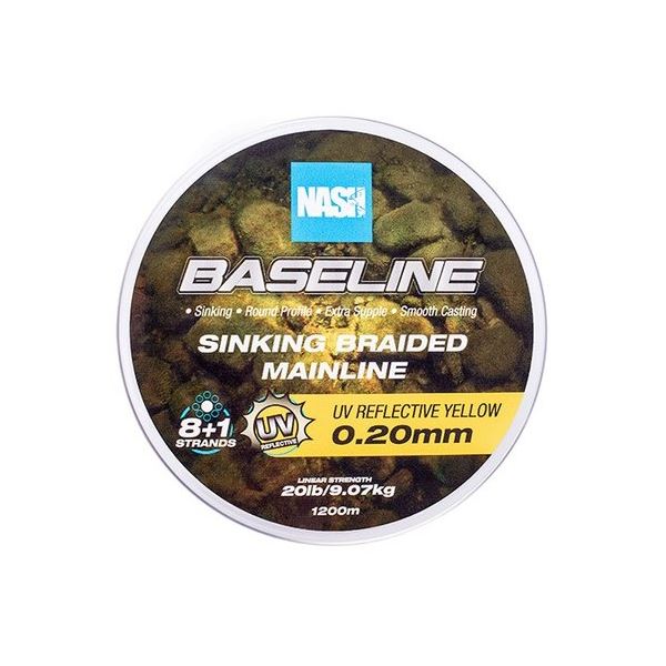 Nash Splétaná Šňůra Baseline Sinking Braid UV Yellow 1200 m