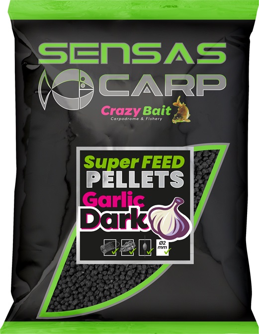 Sensas pelety super feed garlic dark 650 g - 4 mm