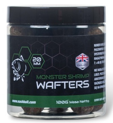 Nash vyvážené boilie wafters monster shrimp - 100 g 20 mm