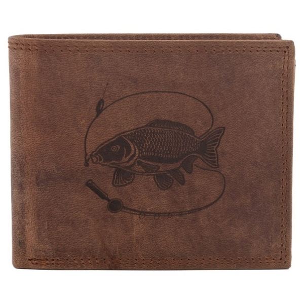 Mercucio Peněženka Světlehnědá Vzor 46 Kapr S Prutem