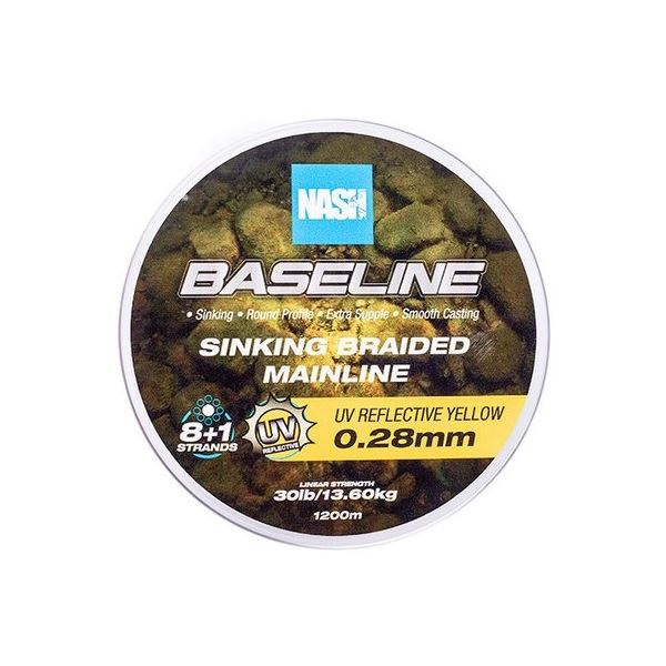 Nash Splétaná Šňůra Baseline Sinking Braid UV Yellow 1200 m