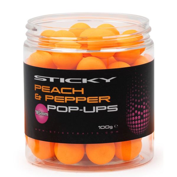 Sticky Baits Plovoucí Boilies Peach Pepper Pop-Ups 100 g