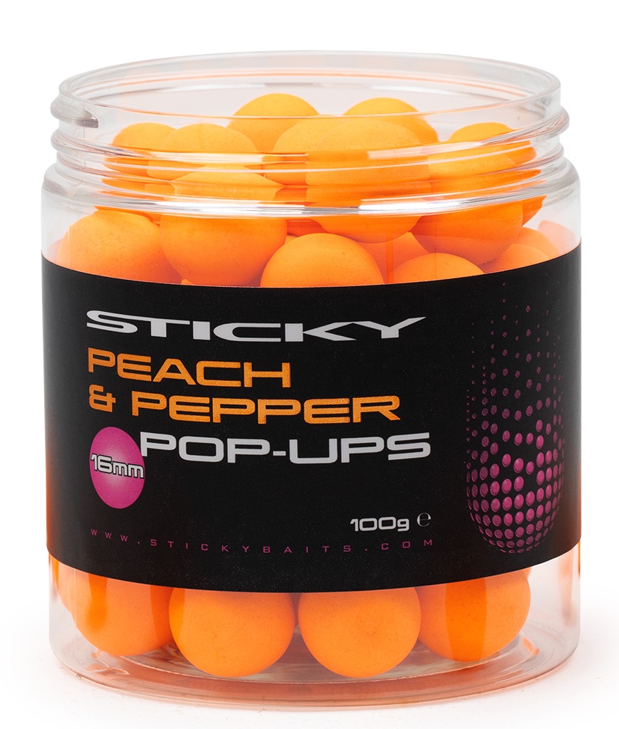 Levně Sticky baits plovoucí boilies peach pepper pop-ups 100 g-12 mm