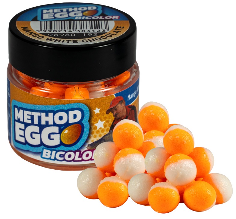 Benzar mix umělá nástraha bicolor method egg 6-8 mm 30 ml - mango-bílá čokoláda