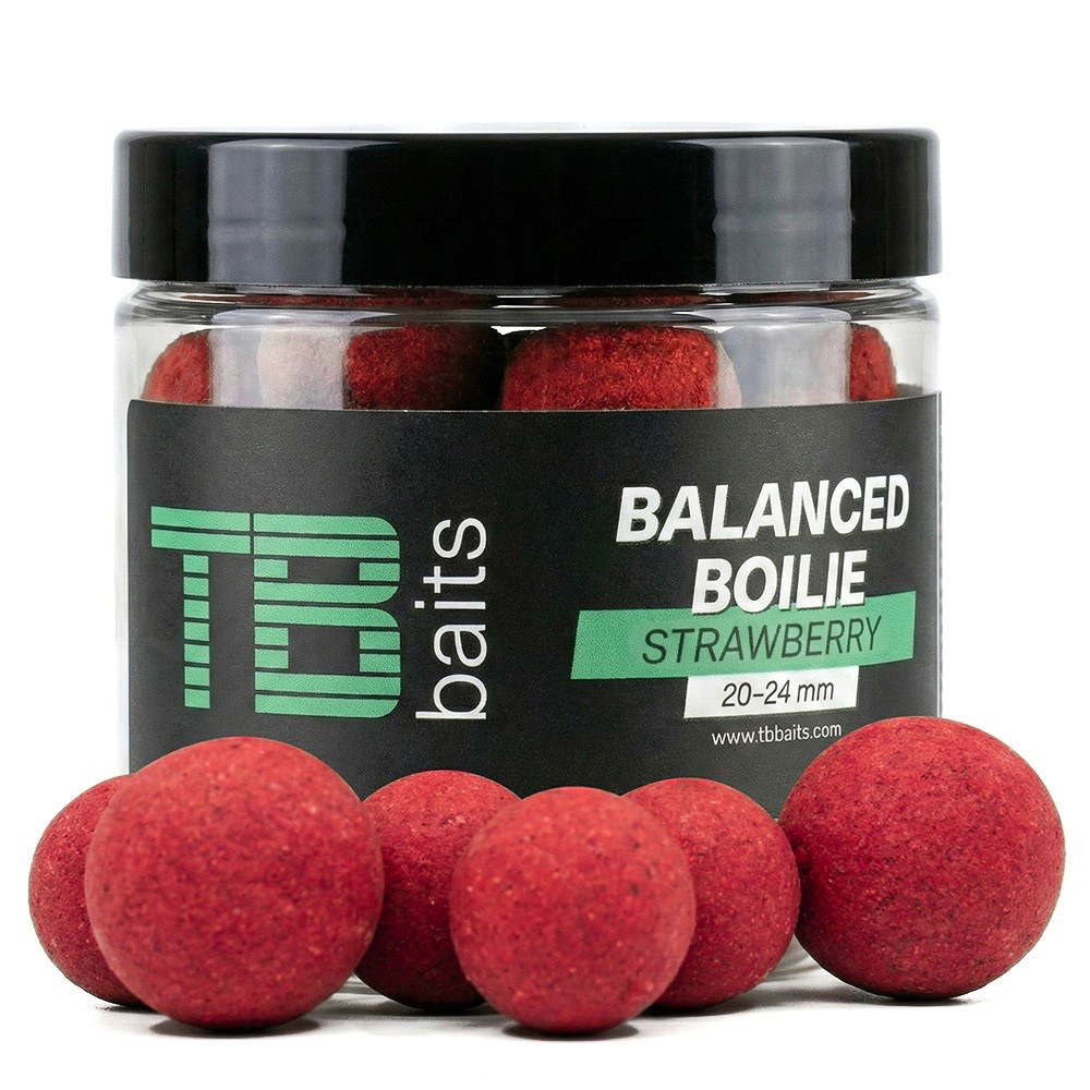 Levně Tb baits vyvážené boilie balanced + atraktor strawberry 100 g 20-24 mm