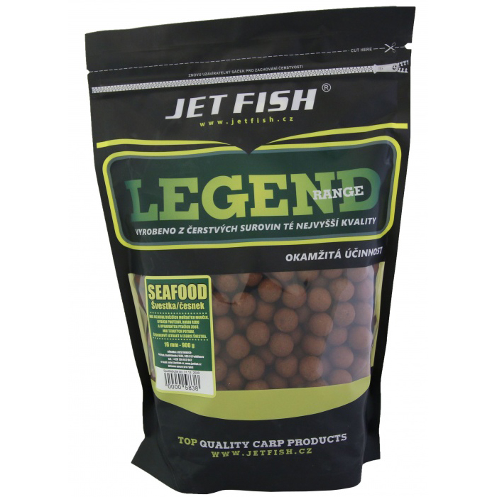 Levně Jet fish boilie legend range seafood + švestka / česnek-10 kg 20 mm