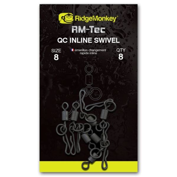 RidgeMonkey Rychlovýměnný obratlík pro Inline odpadávací olova Quick Change Inline Swivel Velikost 8