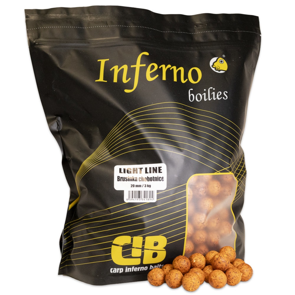 Levně Carp inferno boilies light line 3 kg 20 mm - brusinka chobotnice