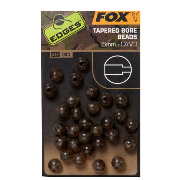 Fox Korálky Edges Camo Tapered Bore Bead 30 ks - 6 mm