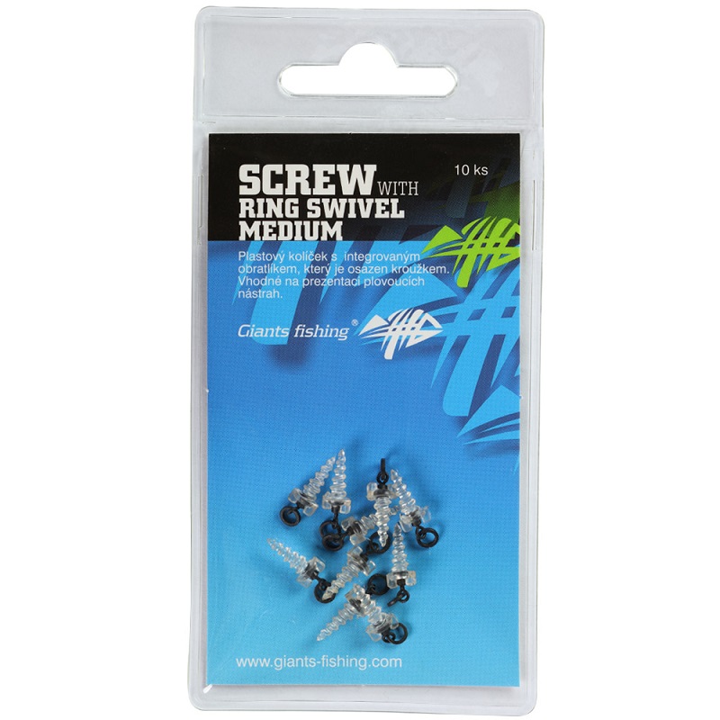Giants fishing kolíček s obratlíkem a kroužkem screw with ring swivel medium 10 ks