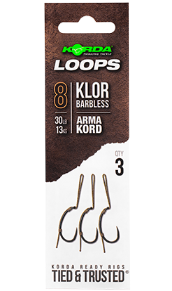 Korda hotové montáže loop rigs klor barbless - háček 8 nosnost 30 lb
