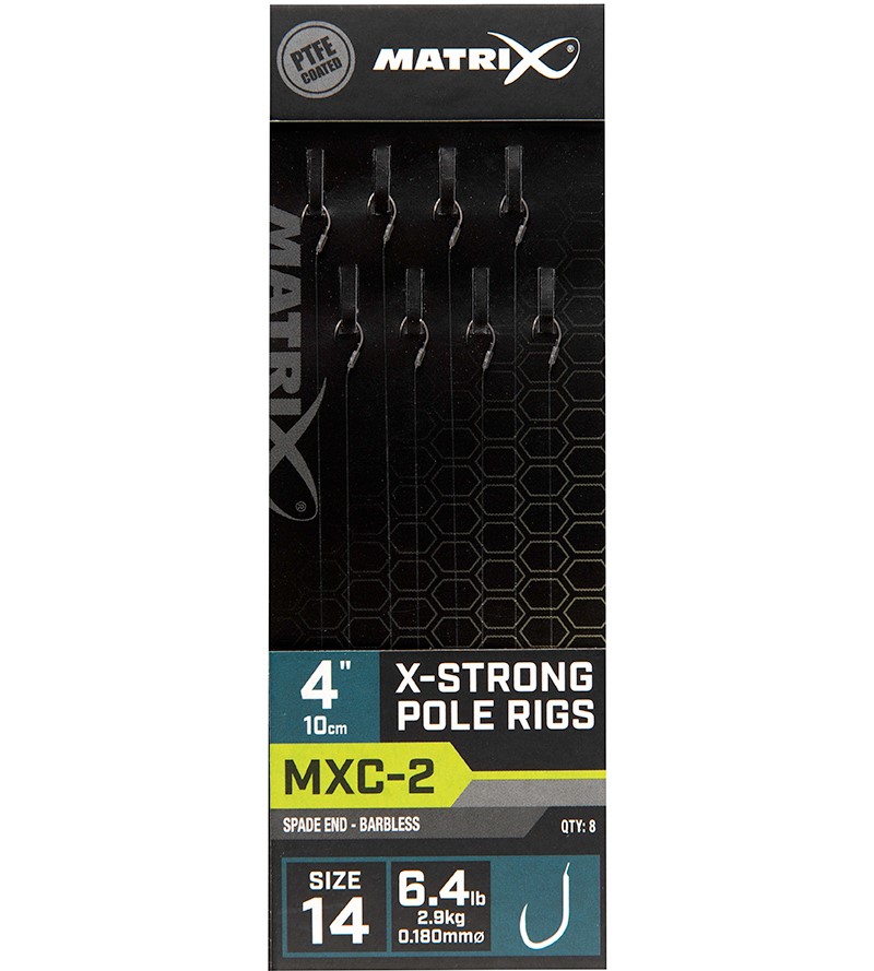 Levně Matrix návazec mxc-2 x-strong pole rig barbless 10 cm - size 14 0,18 mm
