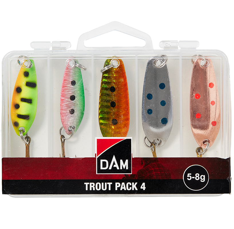 Dam třpytka trout pack 4 inc box 5-8 g