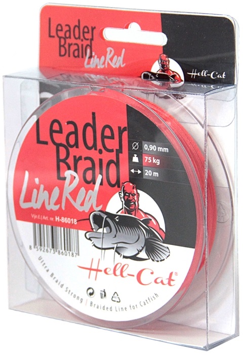 Hell-cat návazcová šňůra leader braid line red 20 m-průměr 0,90 mm / nosnost 75 kg
