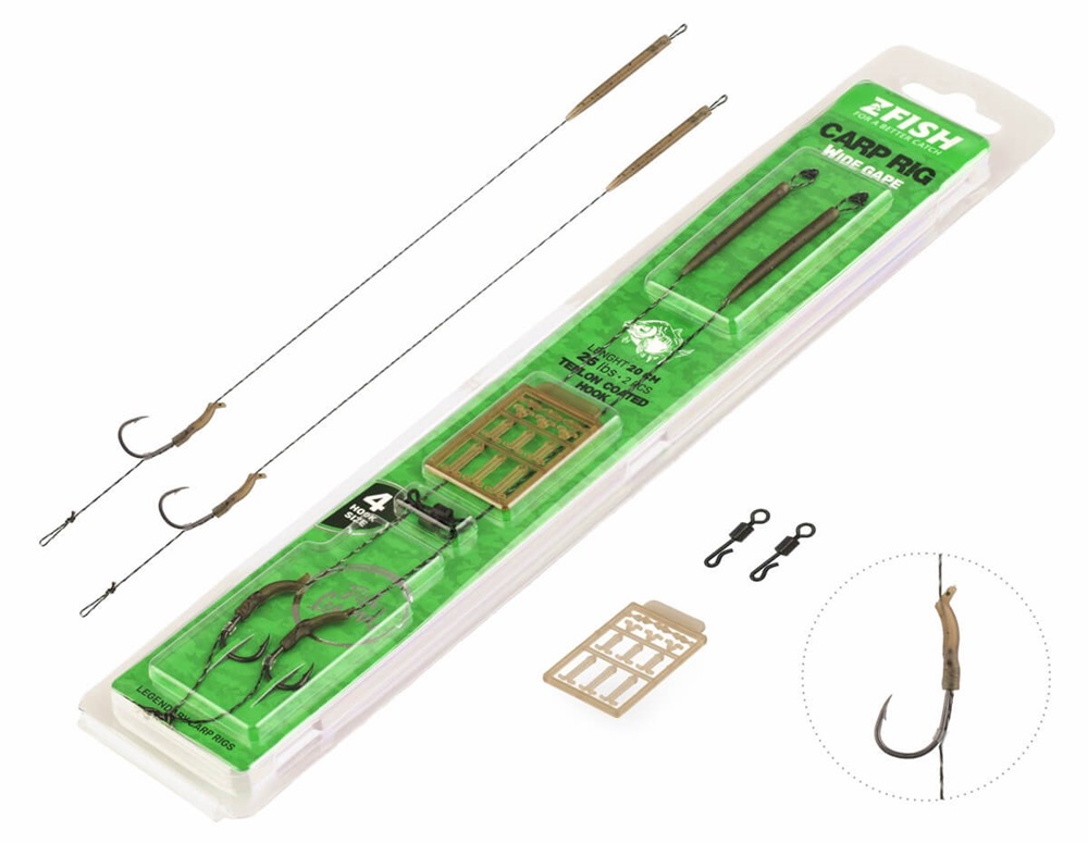 Zfish návazec wide gape carp rig 20 cm - velikost háčku 4