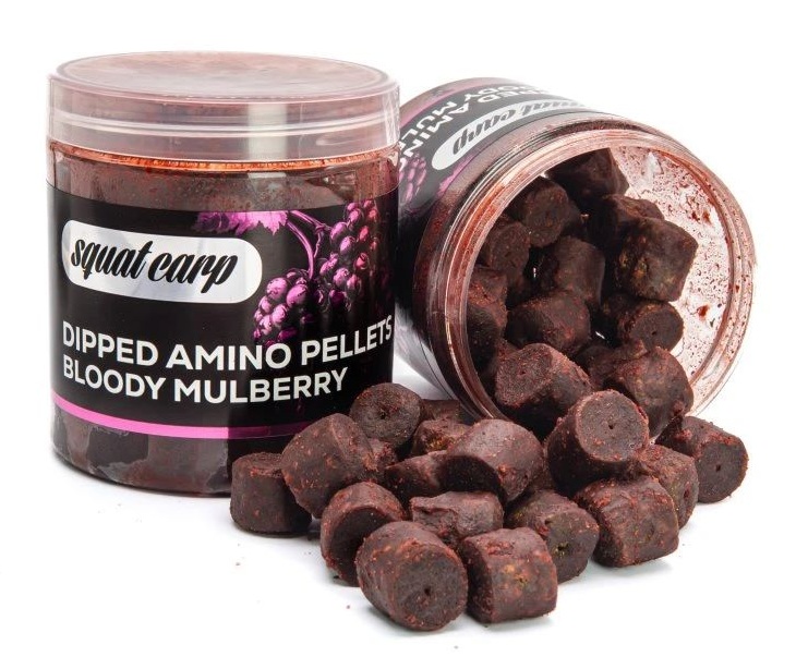 Levně Squat carp amino pelety v dipu bloody mulberry 180 g 15 mm