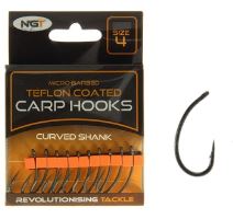 NGT Háčky Teflon Hooks Curved Shank 10 ks-Velikost 4